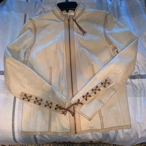 Italian suede and leather zip jacket